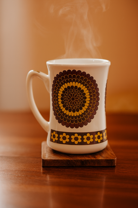 Bhokals Flower Brown Yellow printed White Coffee Mug