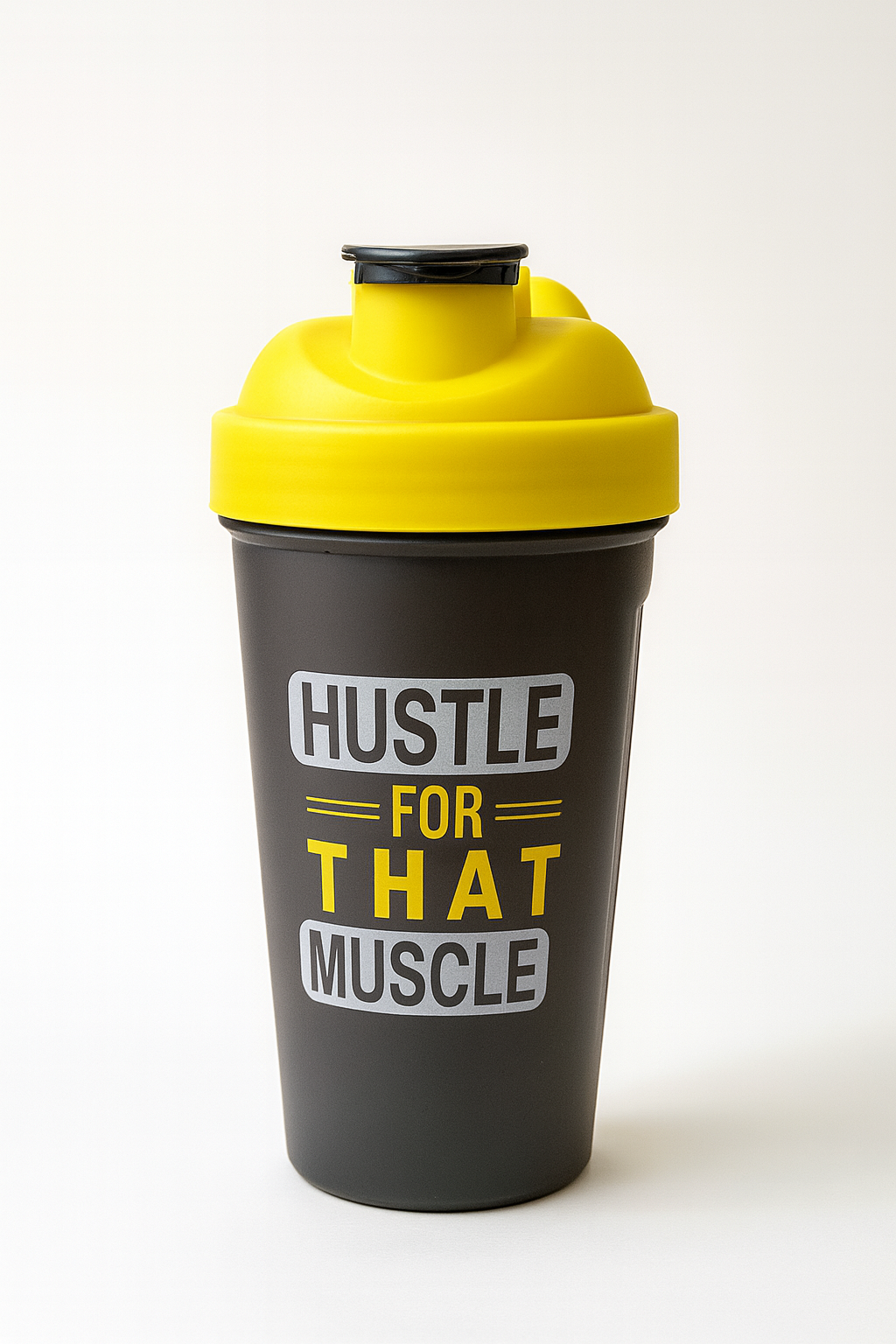 Hustle Printed Yellow Black Gym Shaker