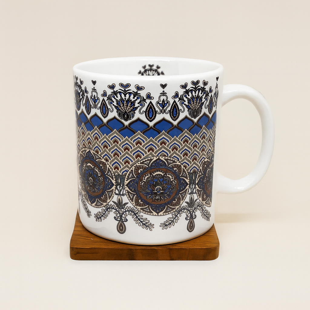 Bhokals  Brown Texture Printed White Coffee Mug