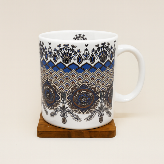 Bhokals  Brown Texture Printed White Coffee Mug