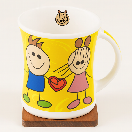 Bhokals Love Cartoon Yellow Printed White Coffee Mug