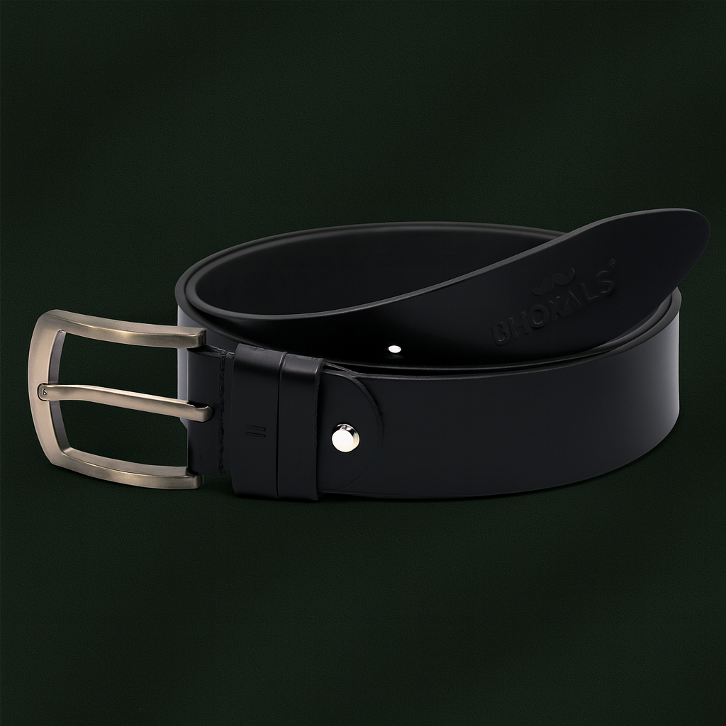 Bhokals Men Black Formal Leather Belt