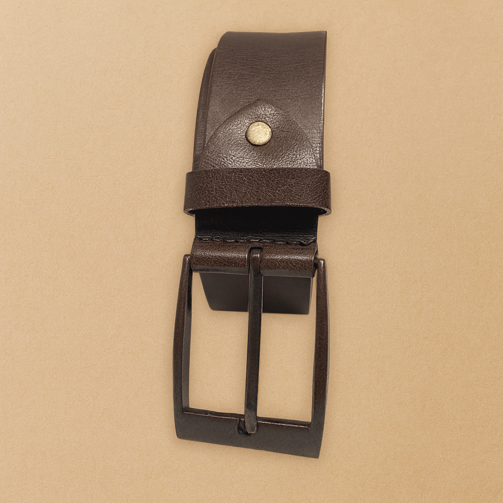Bhokals Men Chocolate Brown Leather Belt