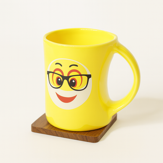 Bhokals Funny Emoji Yellow Round Coffee Mug