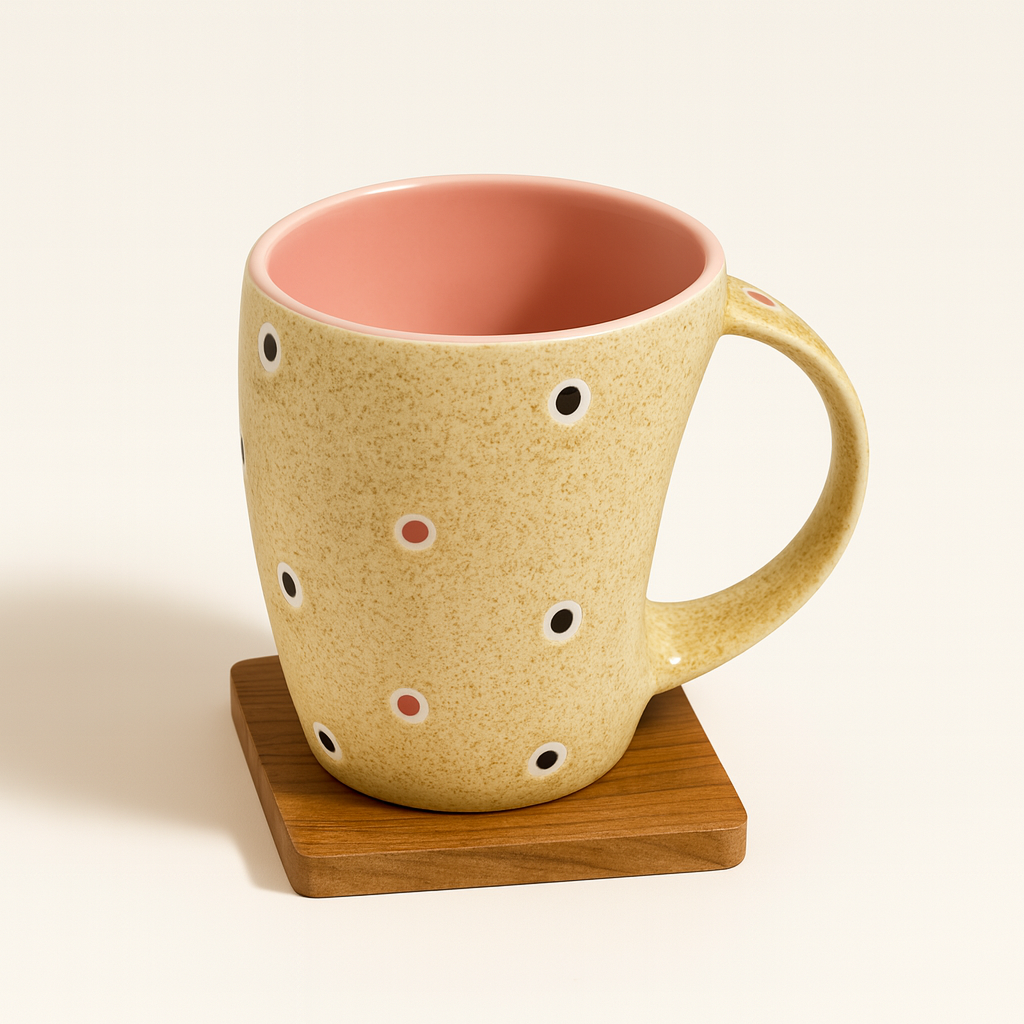 Bhokals Ceramic Pink Dotted Coffee Mug