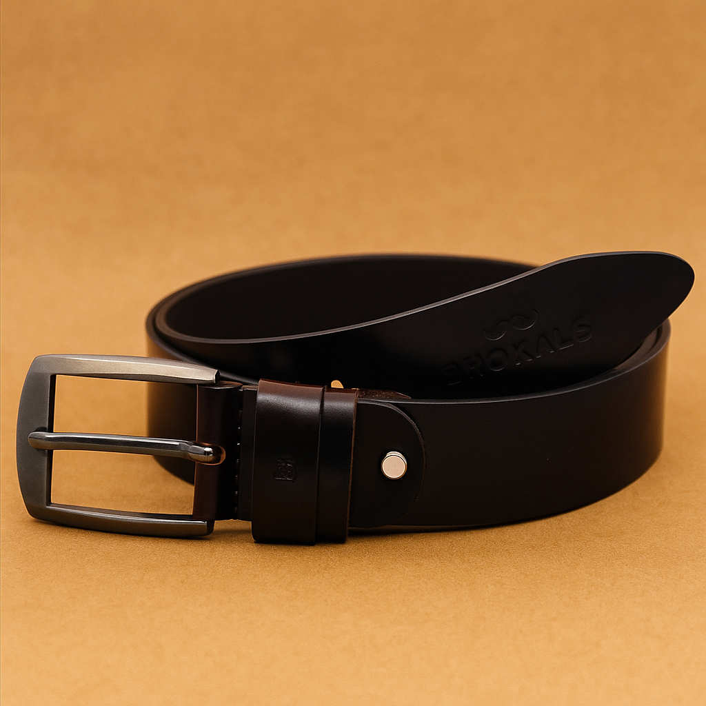 Bhokals Men Chocolate Brown Leather Belt