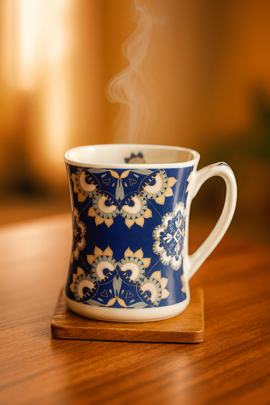 Bhokals Blue Rangoli  Printed White Coffee Mug