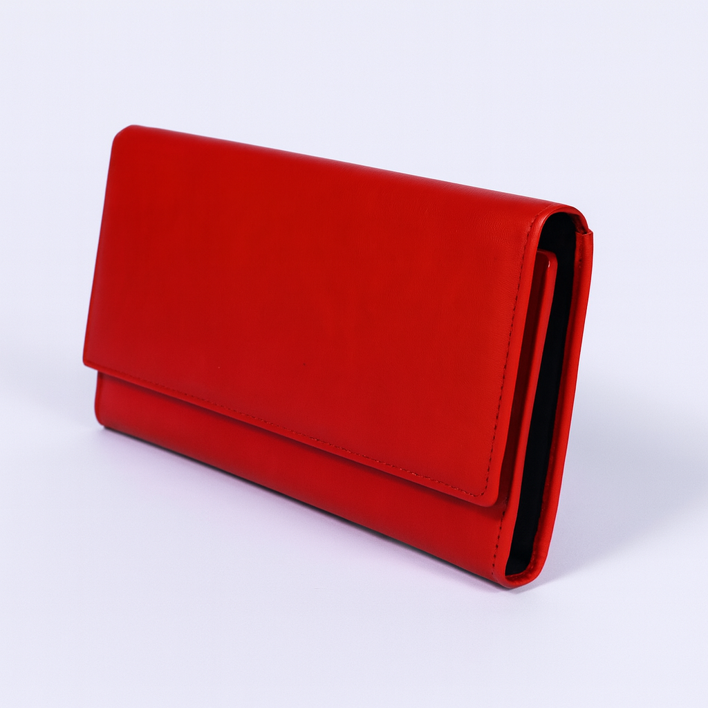 Leather Solid Red Women Wallet
