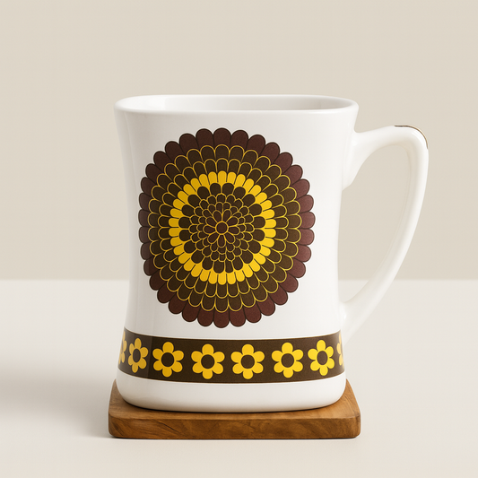 Bhokals Flower Brown Yellow printed White Coffee Mug