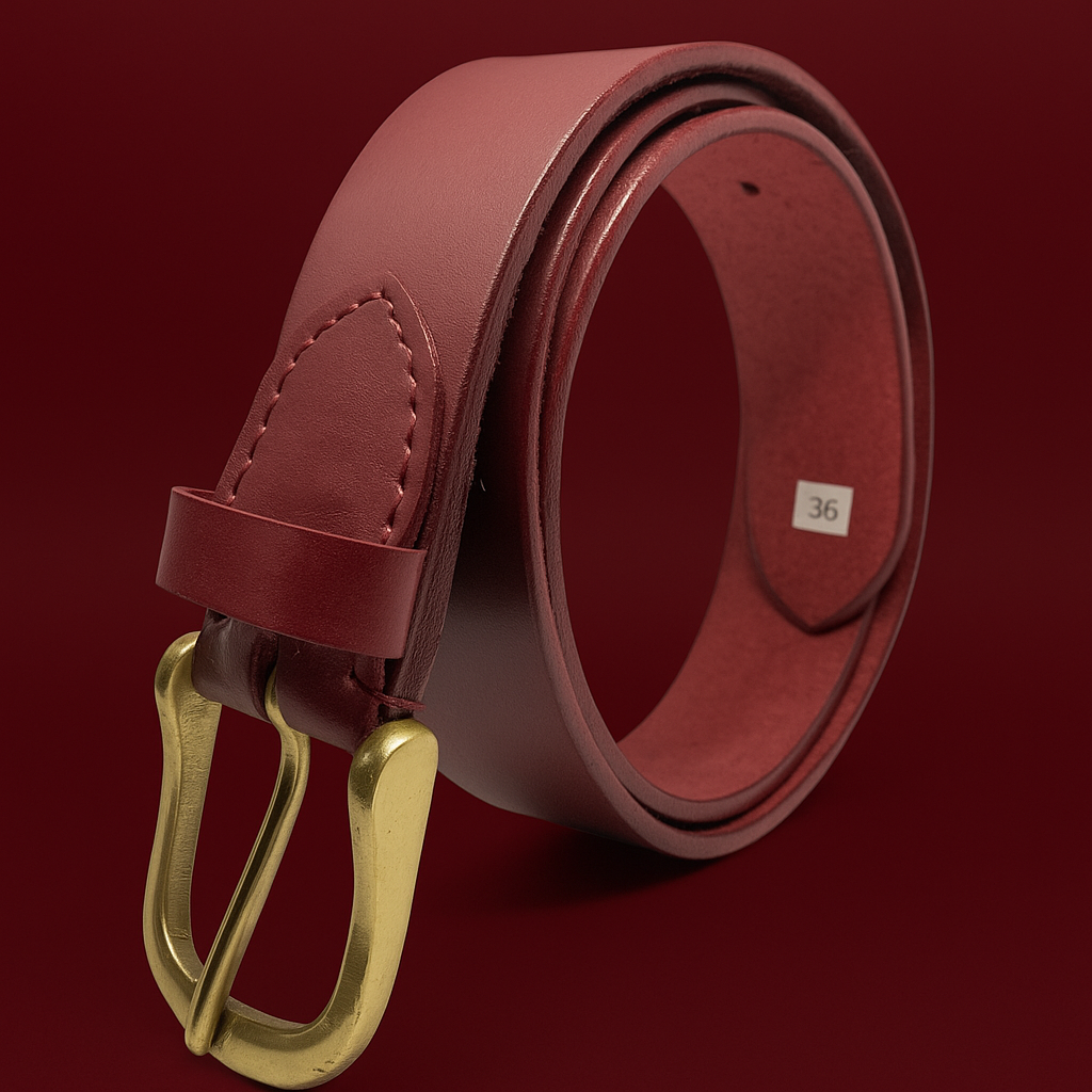 Bhokals Men Solid Red Formal Leather Belt