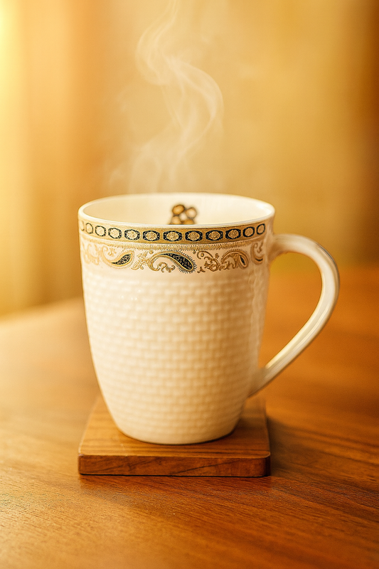 Bhokals Border Texture Dotted White Coffee Mug