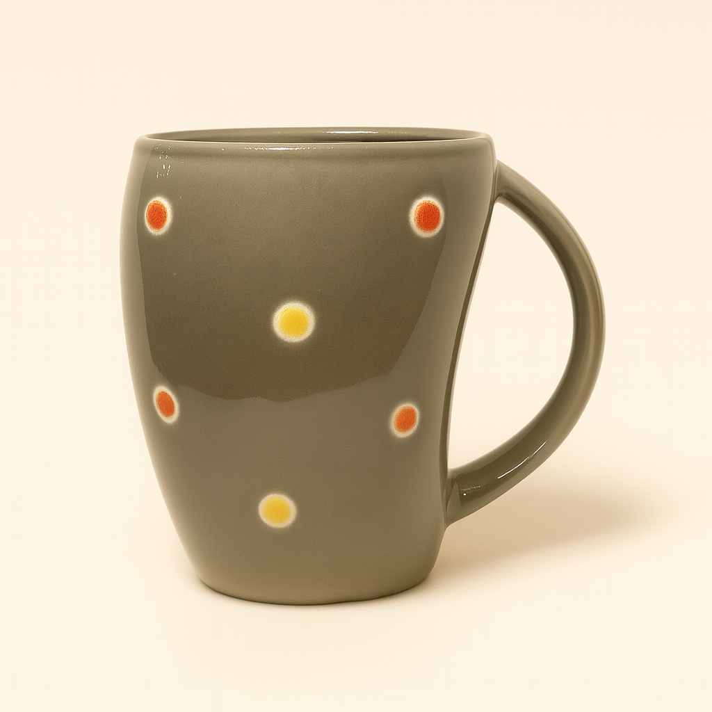Bhokals Ceramic Grey Dotted Coffee Mug
