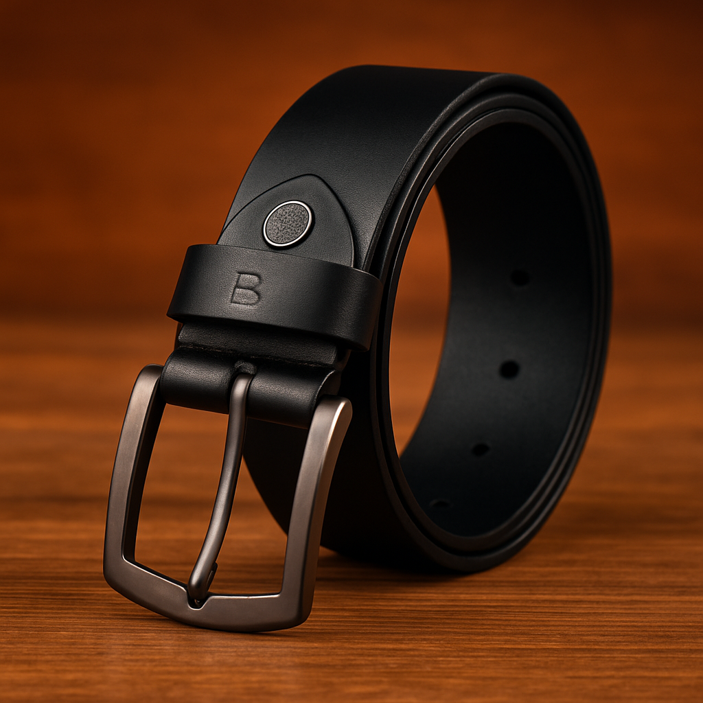 Bhokals Men Black Casual Leather Belt