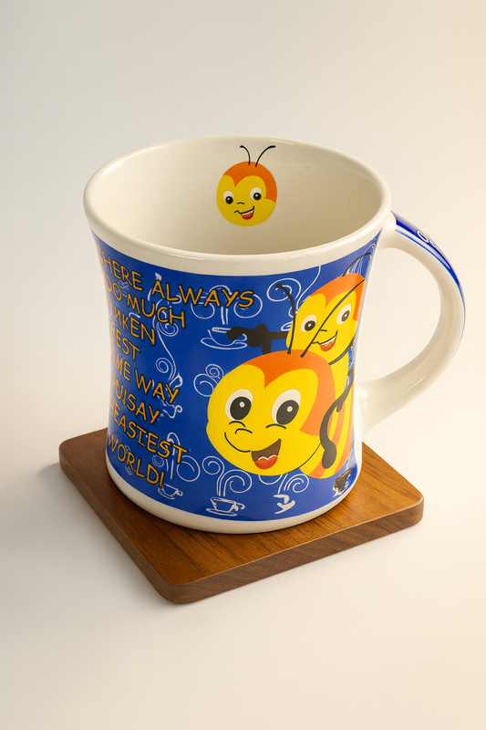 Bhokals Dad Bees Blue Printed White Coffee Mug