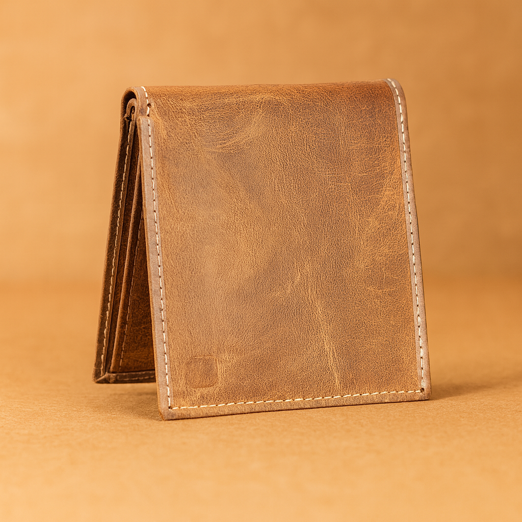 Premium Leather Trifold Wallet, Tan Brown, Genuine Leather, Multiple Card Slots, Classic Vintage Design
