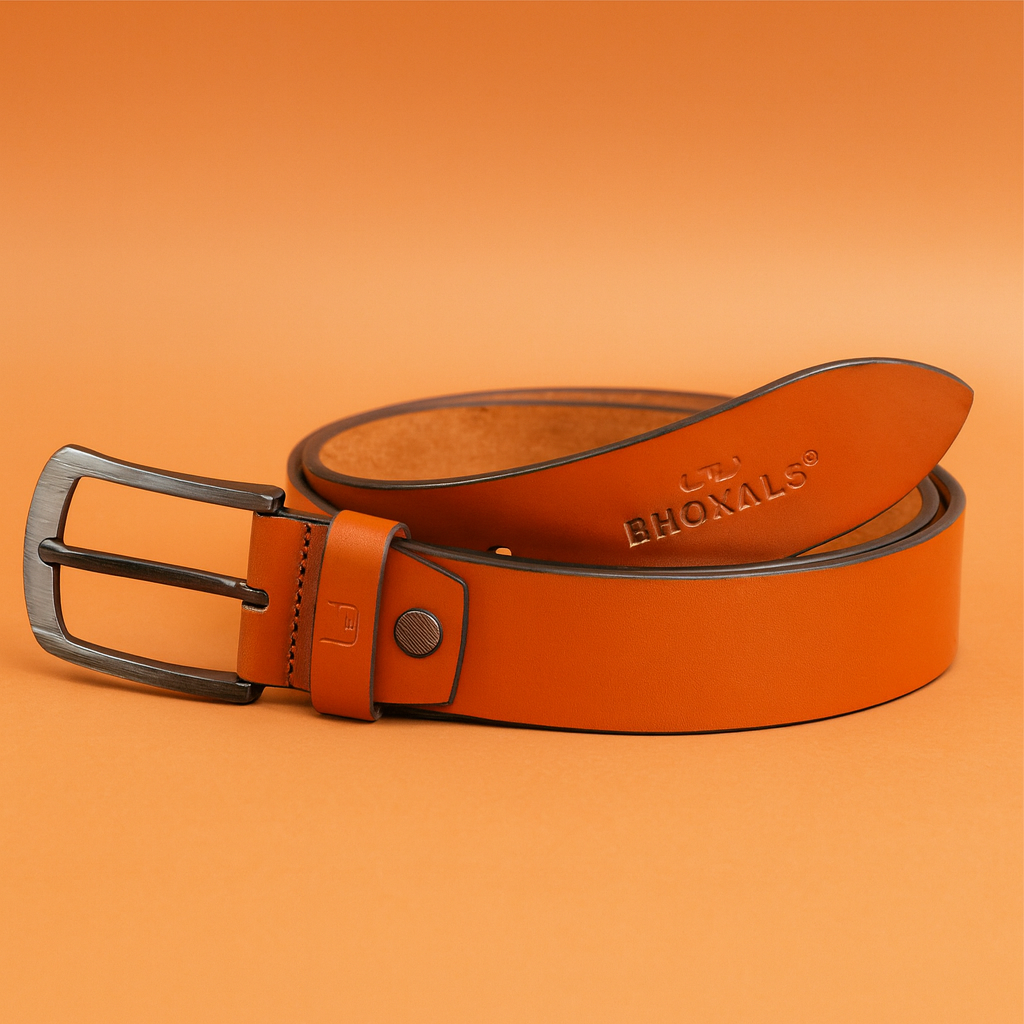 Bhokals Men Solid Tan Formal Leather Belt