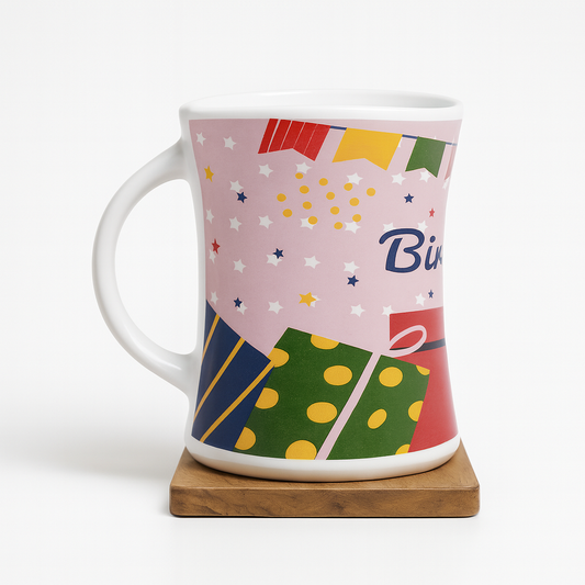 Bhokals Happy Birthday Pink Printed White Round  Coffee Mug