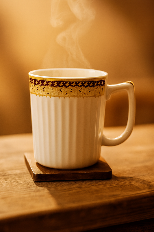 Bhokals Border Texture Round White Coffee Mug