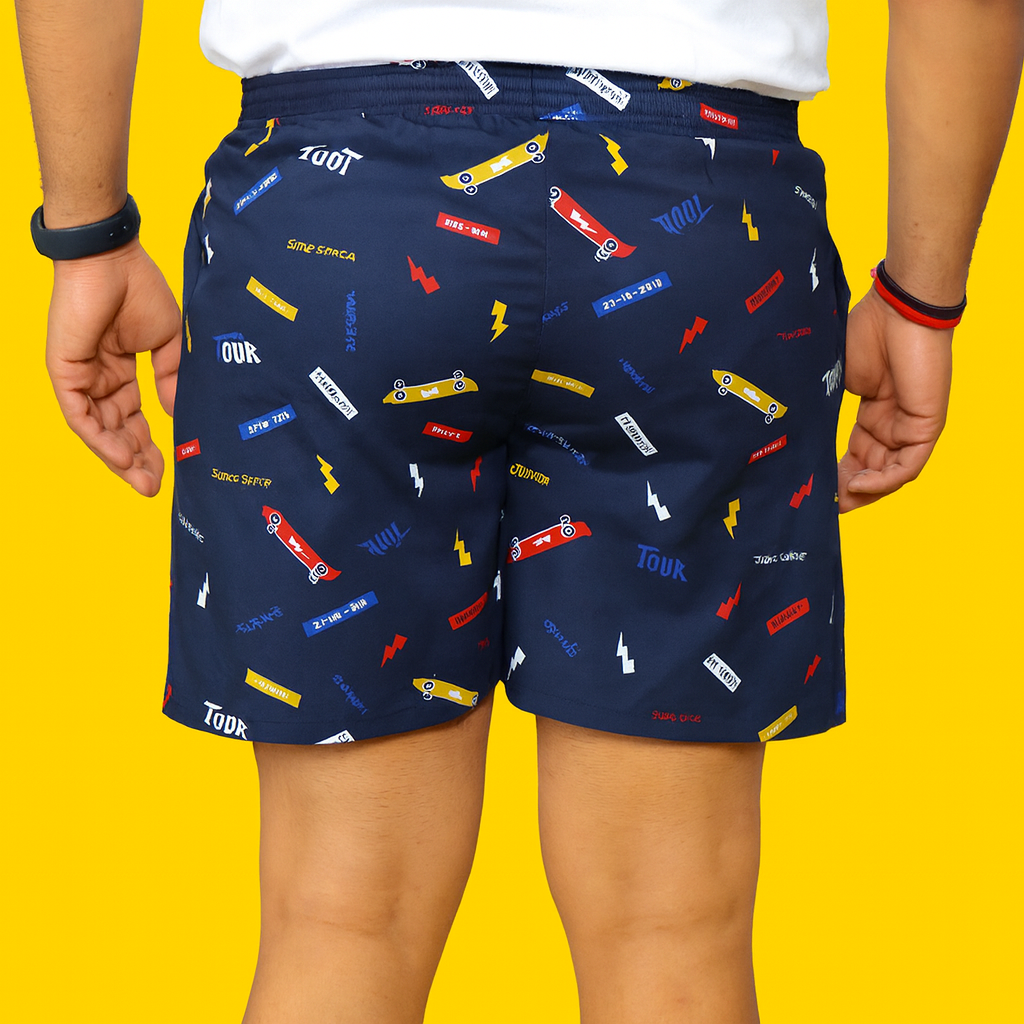 Navy Tour Printed Cotton Boxer For Men