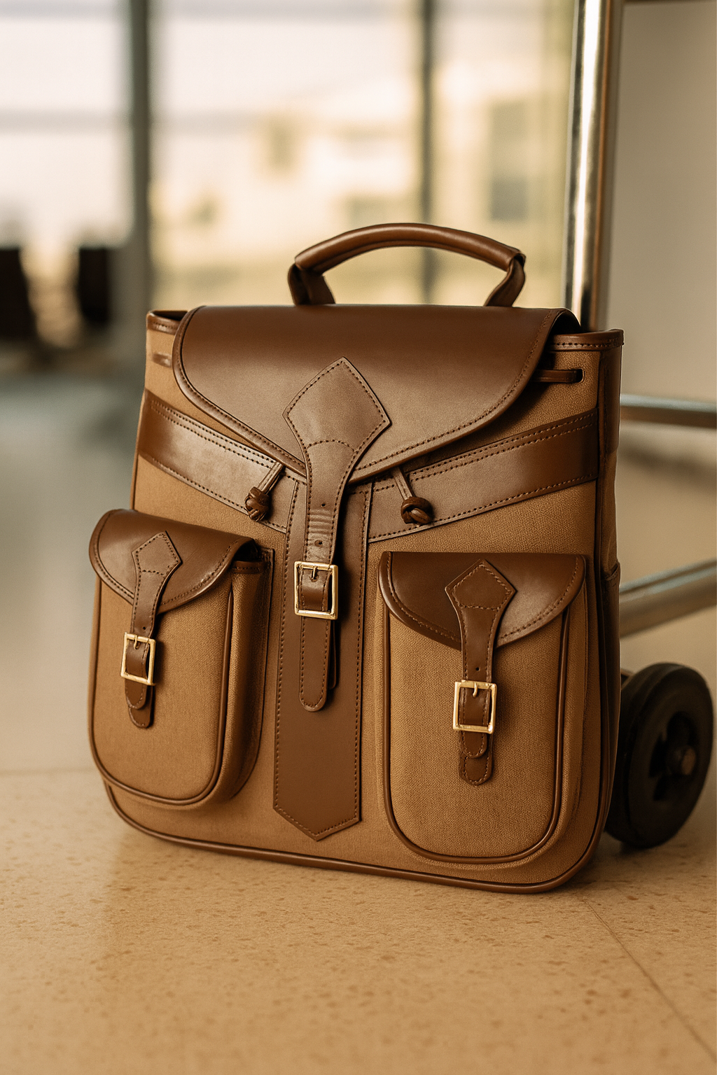Canvas Solid Green Travel Back Pack