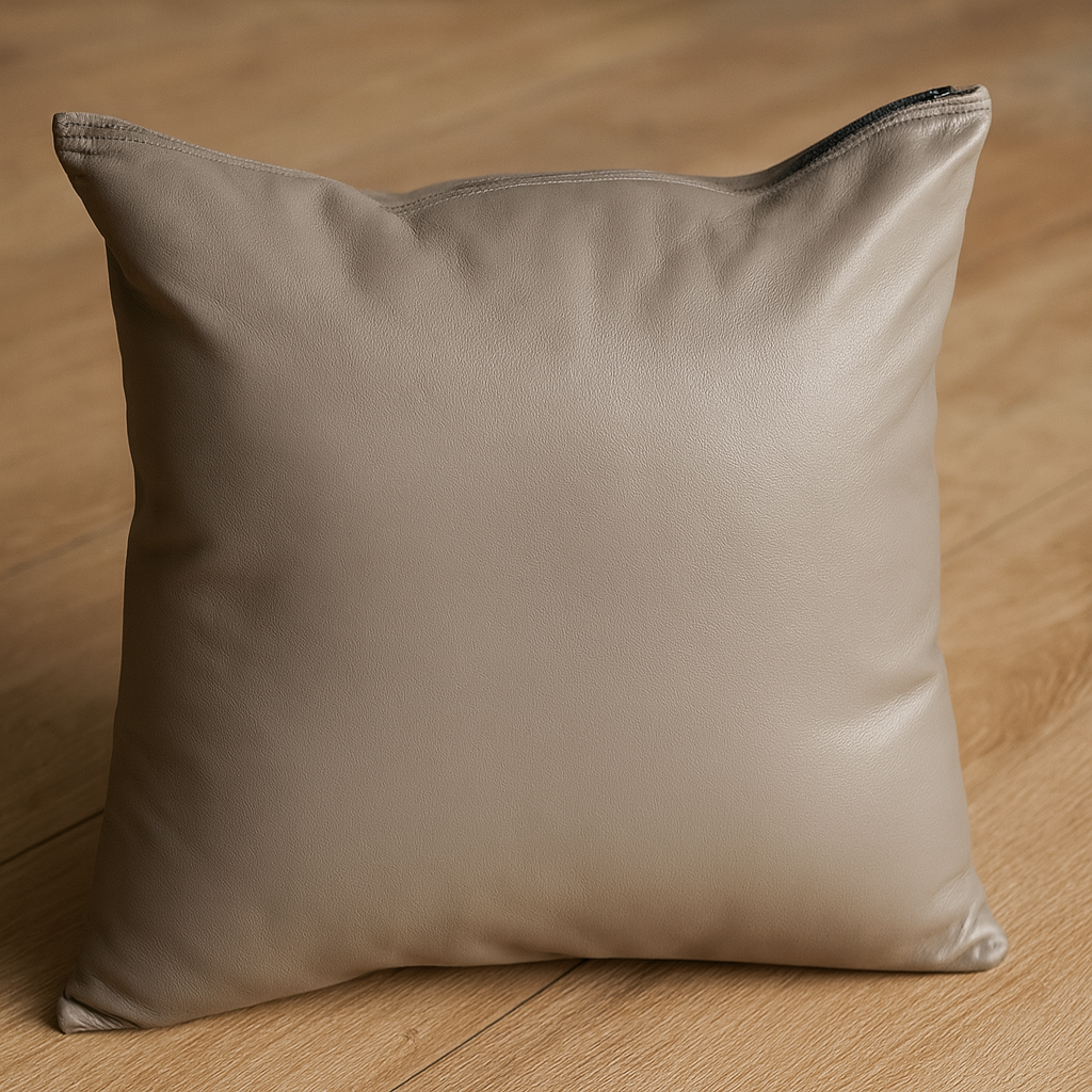 Leather Solid Grey Cushion