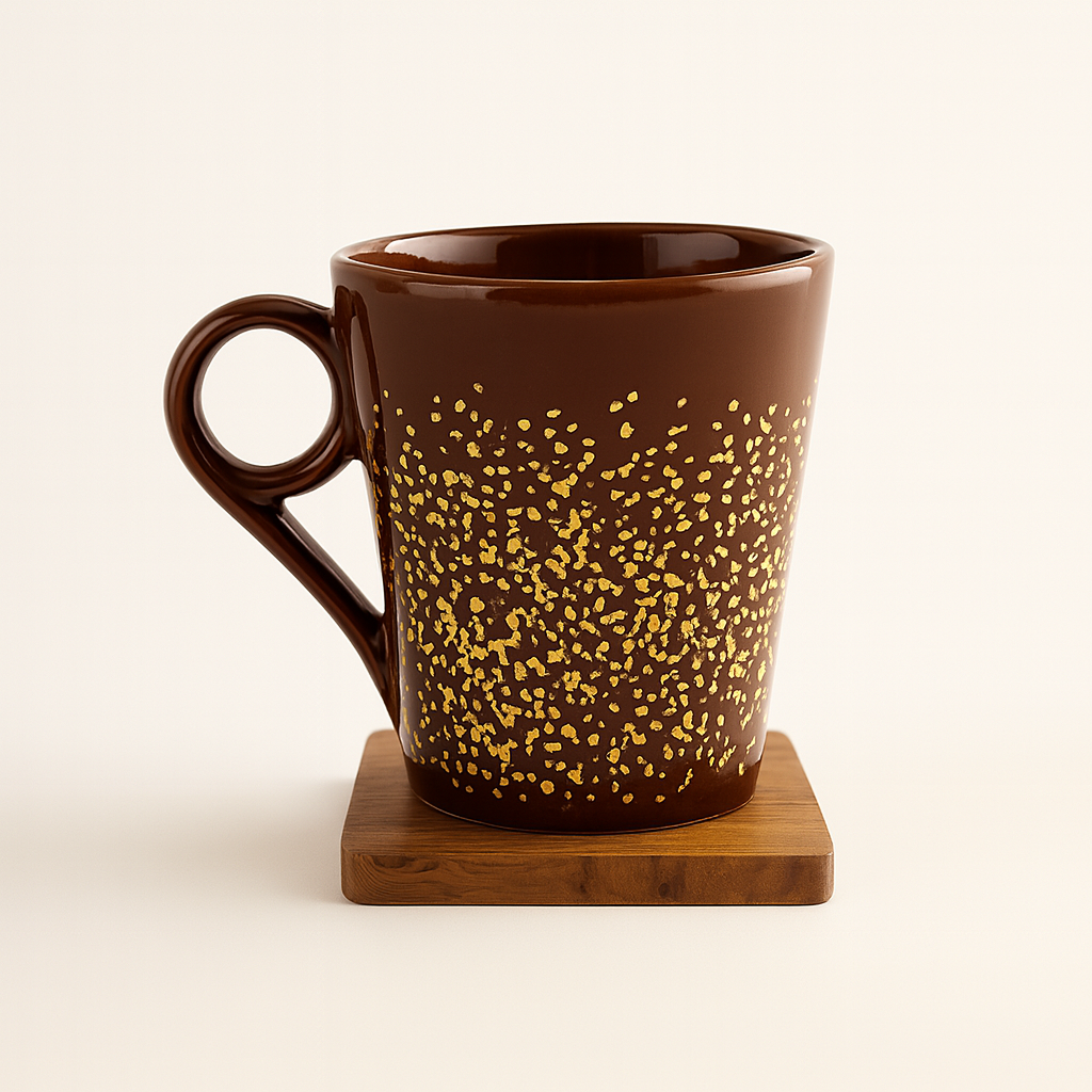 Bhokals Ceramic Brown Yellow Coffee Mug