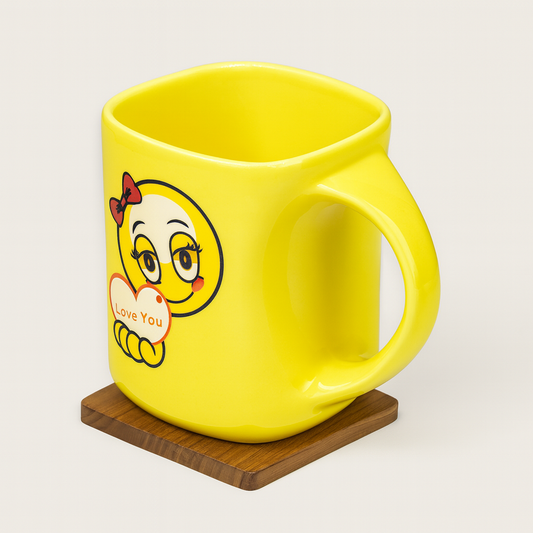 Bhokals Love Emoji Yellow Square Coffee Mug