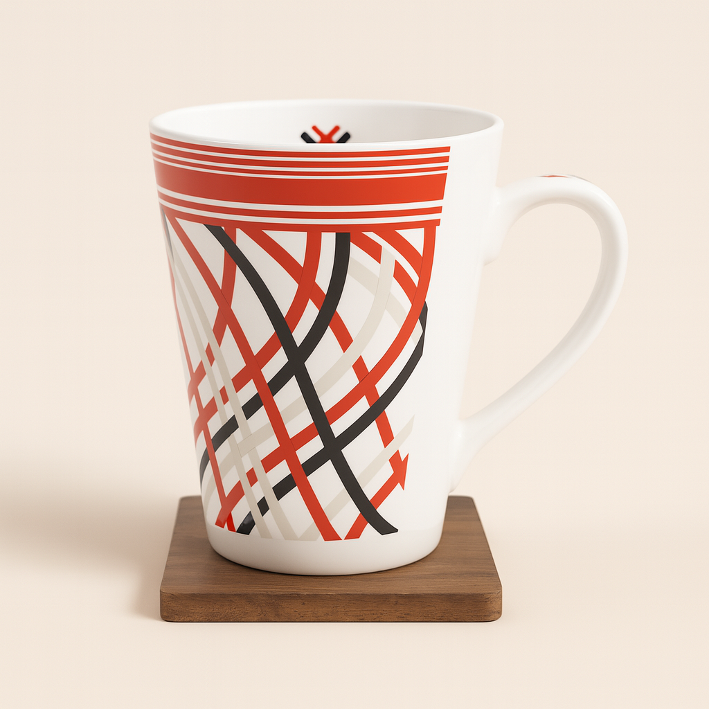 Bhokals Red Black Printed  Designer  White Coffee Mug
