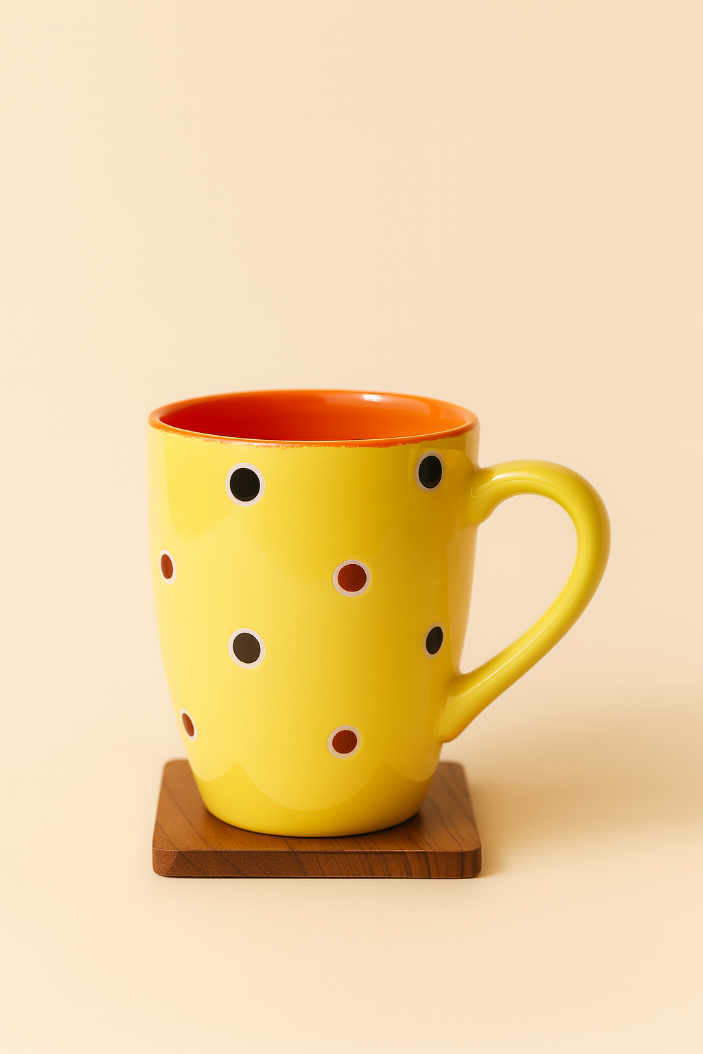 Bhokals Dots Printed Yellow Orange Coffee Mug