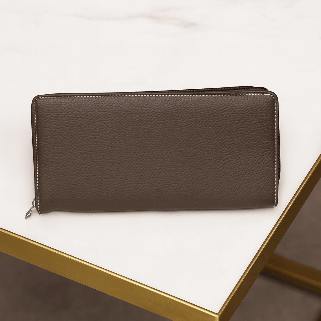 Leather Solid Brown Cheque Book Folder