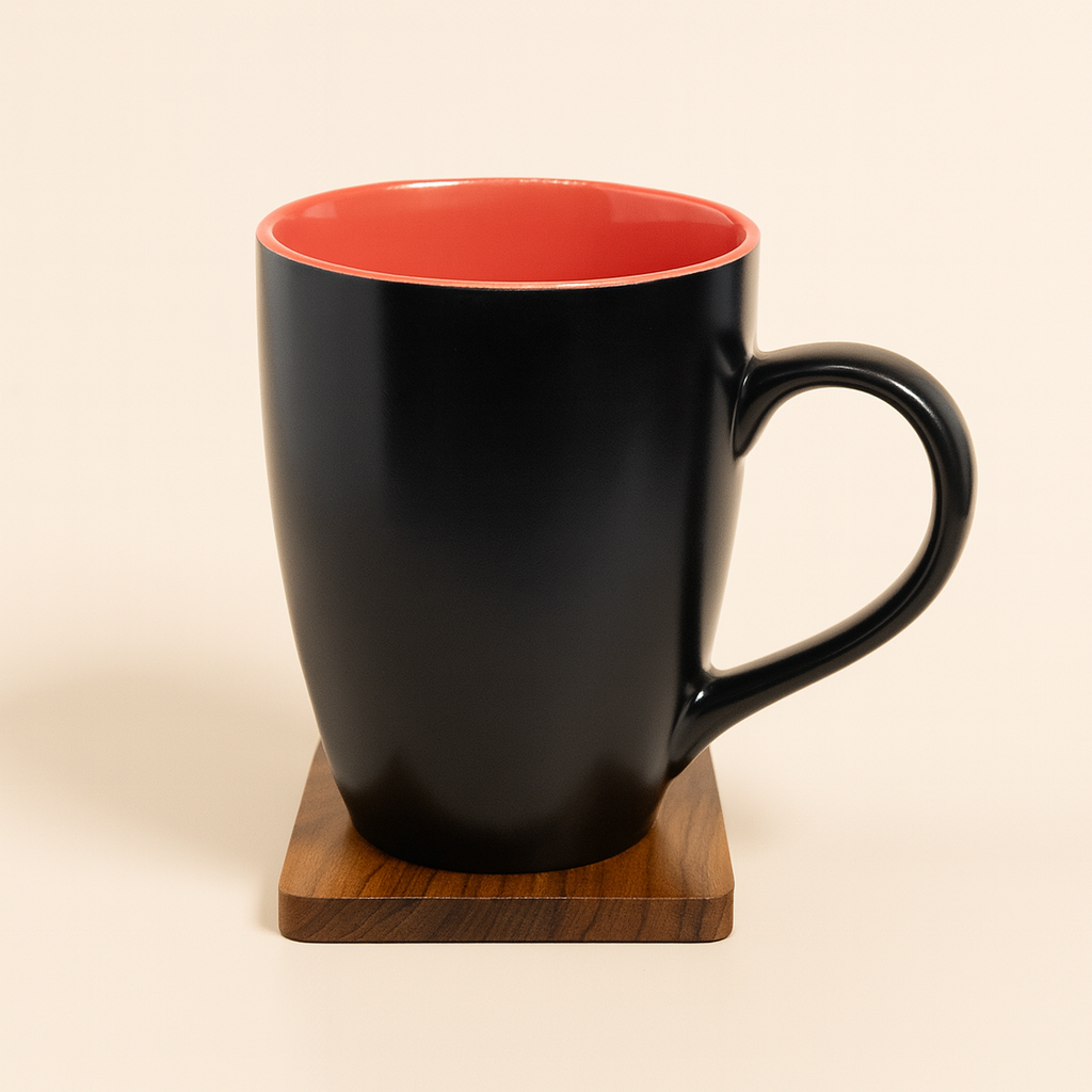 Bhokals Dual Print Red Solid Black Coffee Mug
