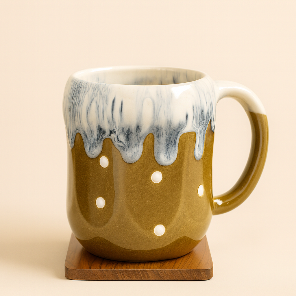 Bhokals Big Dots Print Mustard Yellow Coffee Mug