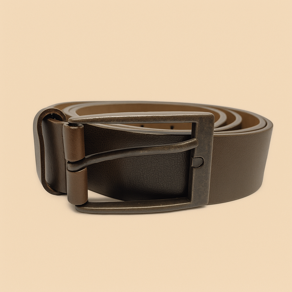 Bhokals Men Chocolate Brown Leather Belt