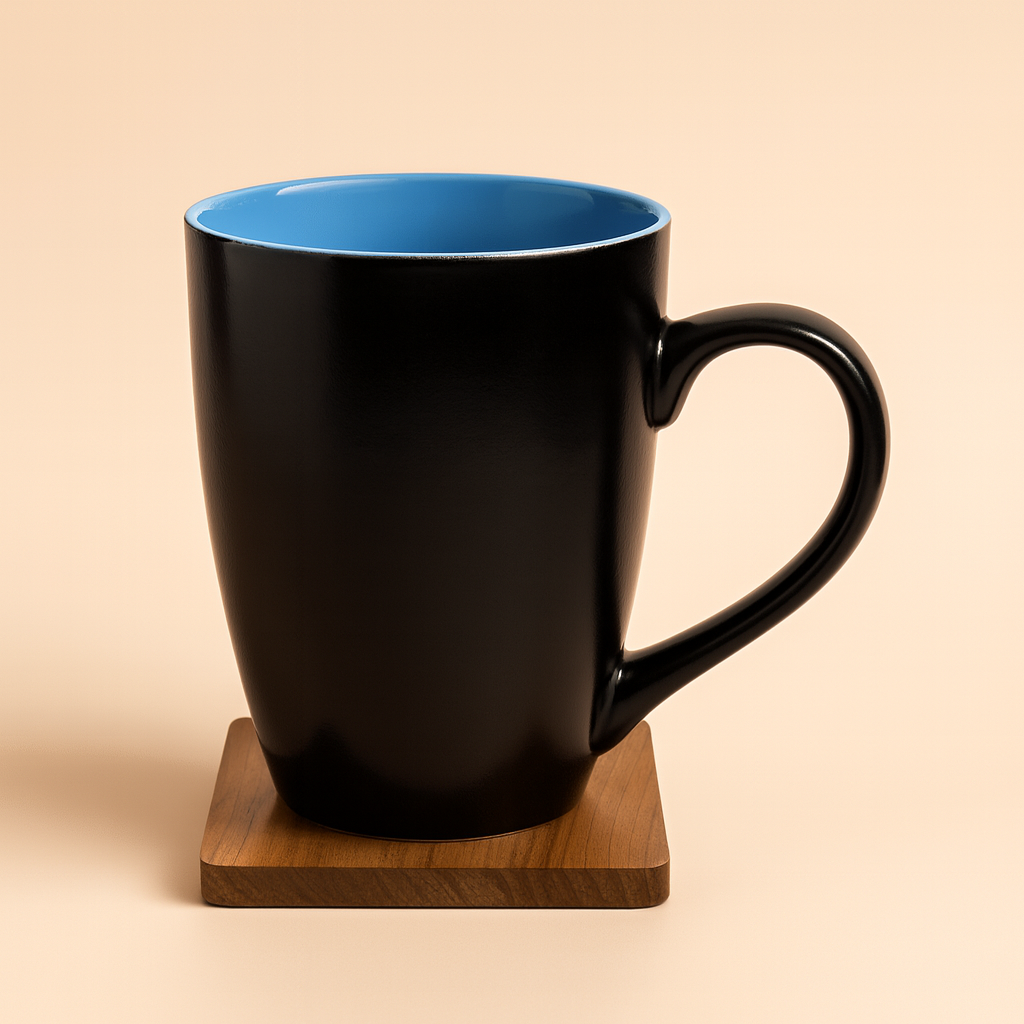 Bhokals Dual Print Sky Blue Solid Black Coffee Mug