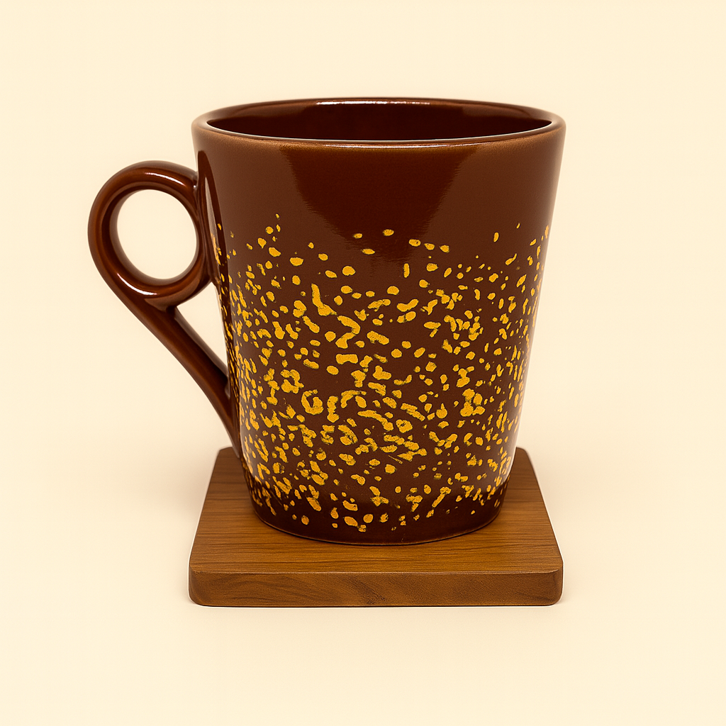 Bhokals Ceramic Brown Yellow Coffee Mug