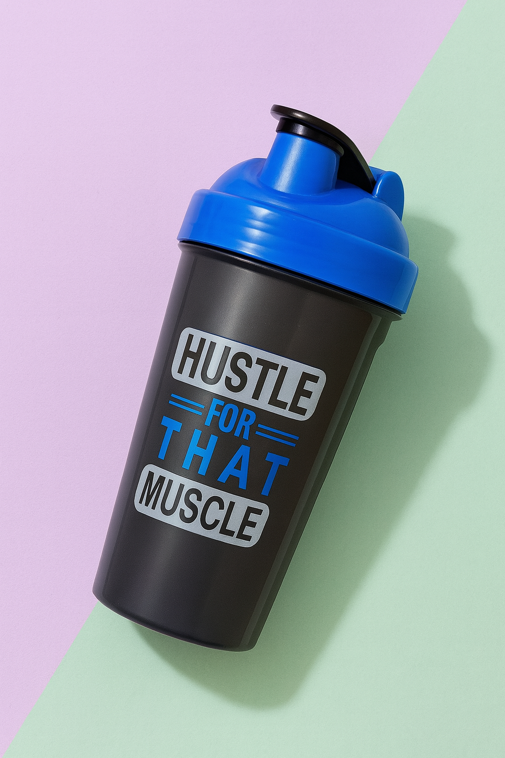 Hustle Printed Blue Black Gym Shaker