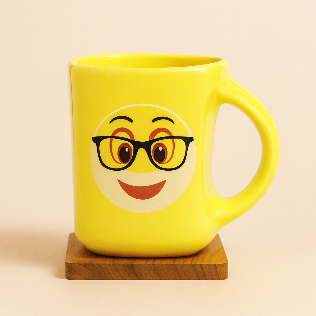 Bhokals  Funny Emoji Yellow Coffee Mug