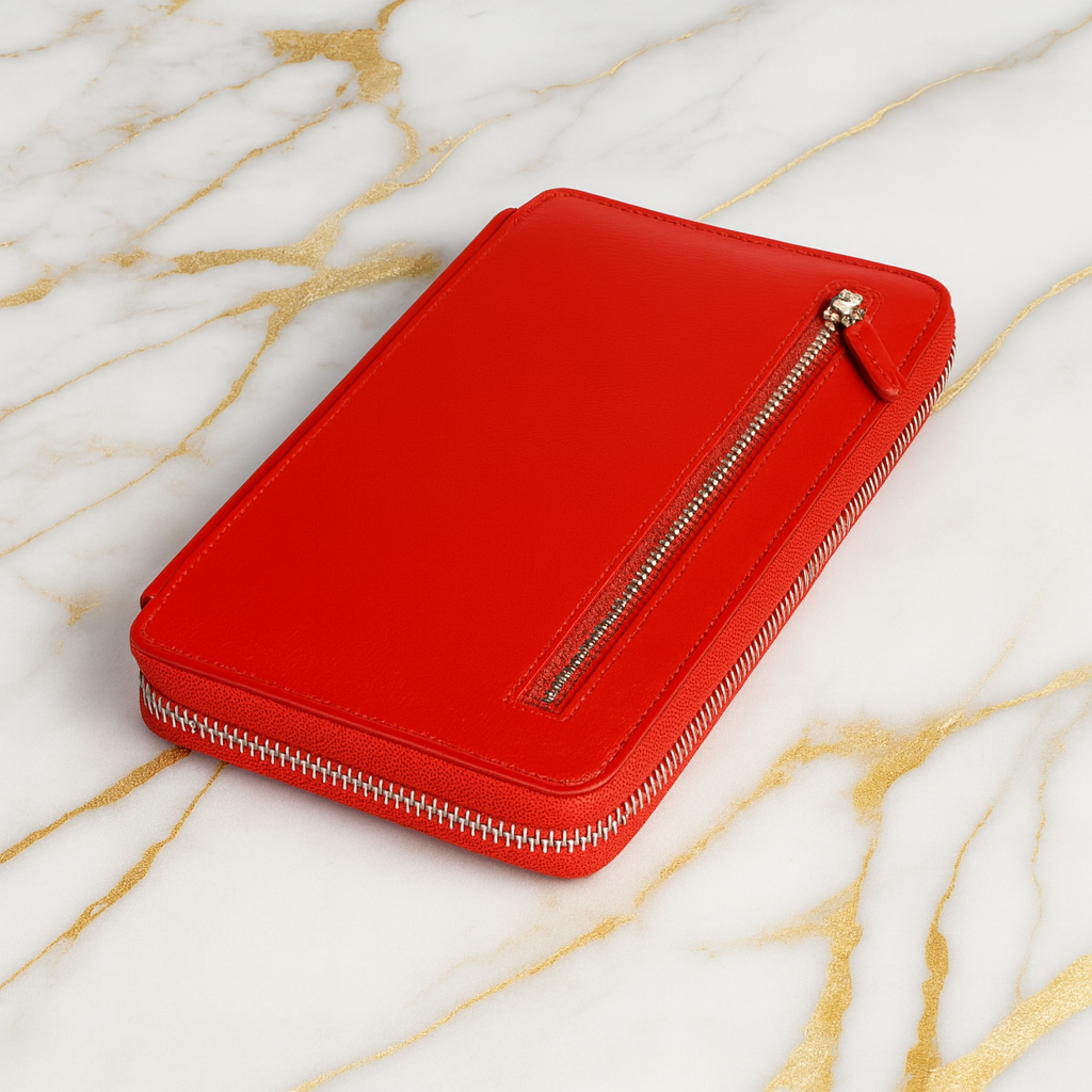 Leather Red Multi Card Unisex Wallet