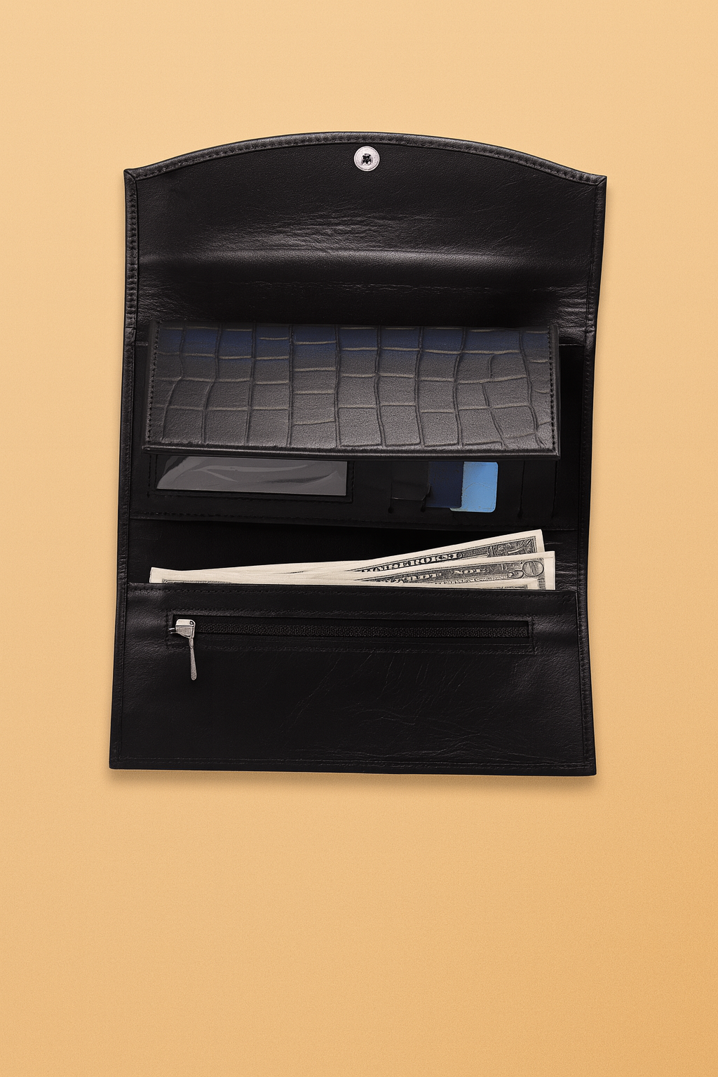 Leather Black Texture Women Wallet