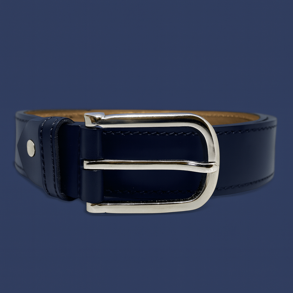 Bhokals Men Blue Formal Leather Belt