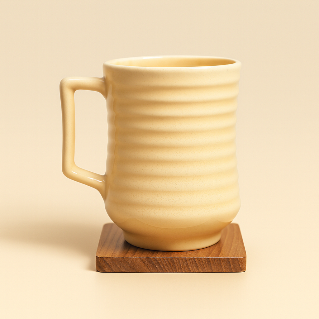 Bhokals Line Texture Pattern Cream Coffee Mug