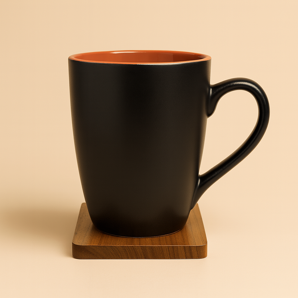 Bhokals Dual Print Brown Solid Black Coffee Mug