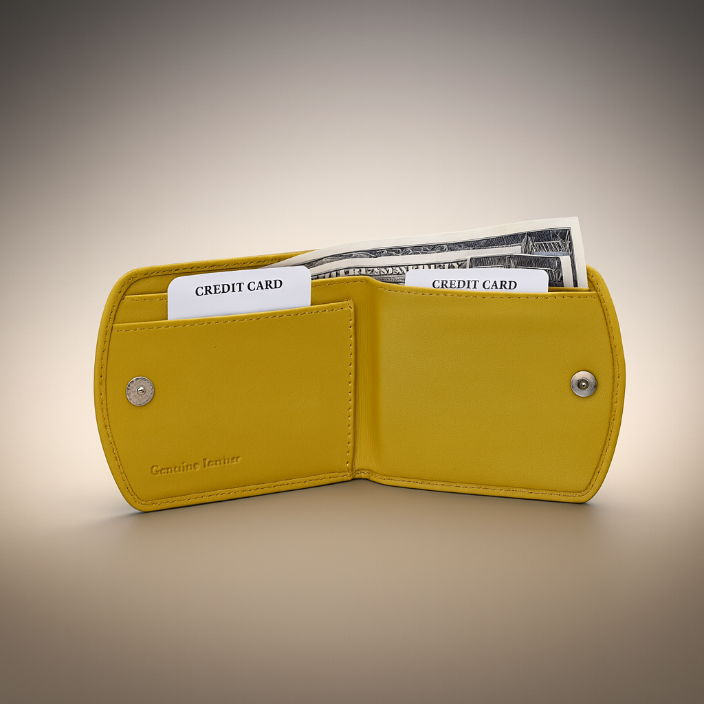 Leather Solid Yellow Women Pocket Wallet