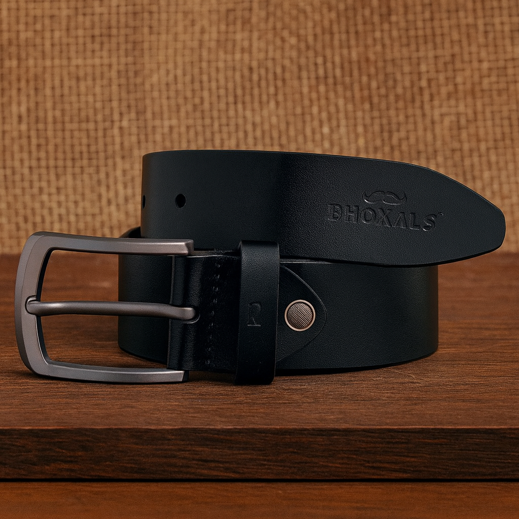 Bhokals Men Black Casual Leather Belt