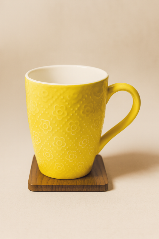 Bhokals Flower Texture Yellow Coffee Mug