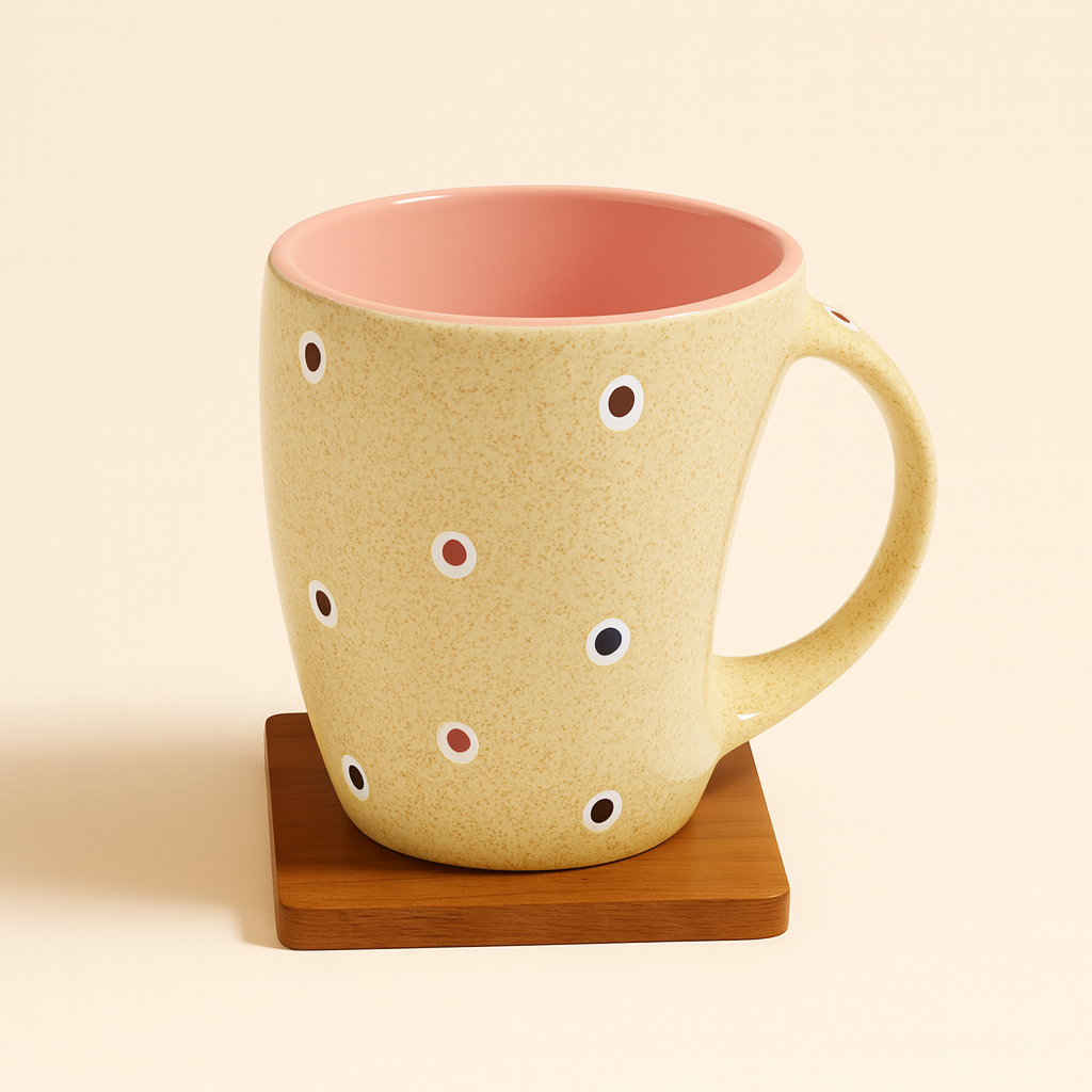 Bhokals Ceramic Pink Dotted Coffee Mug