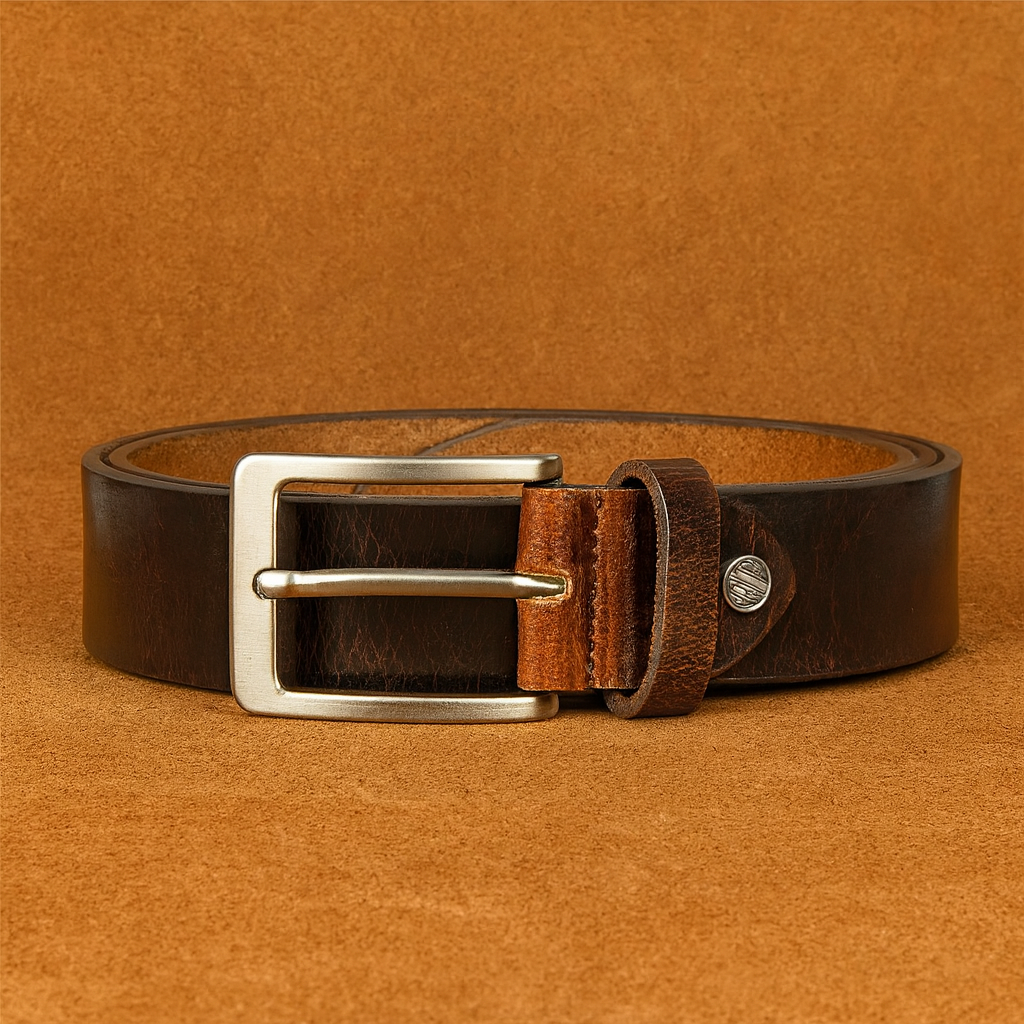 Bhokals Men Brown Crunch Leather Belt
