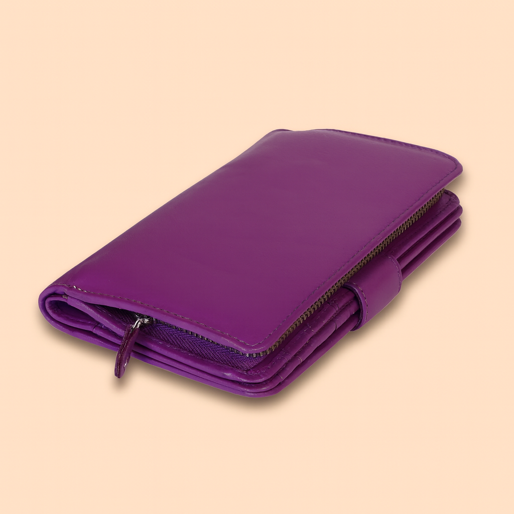 Leather Solid Purple Clip Women Wallet