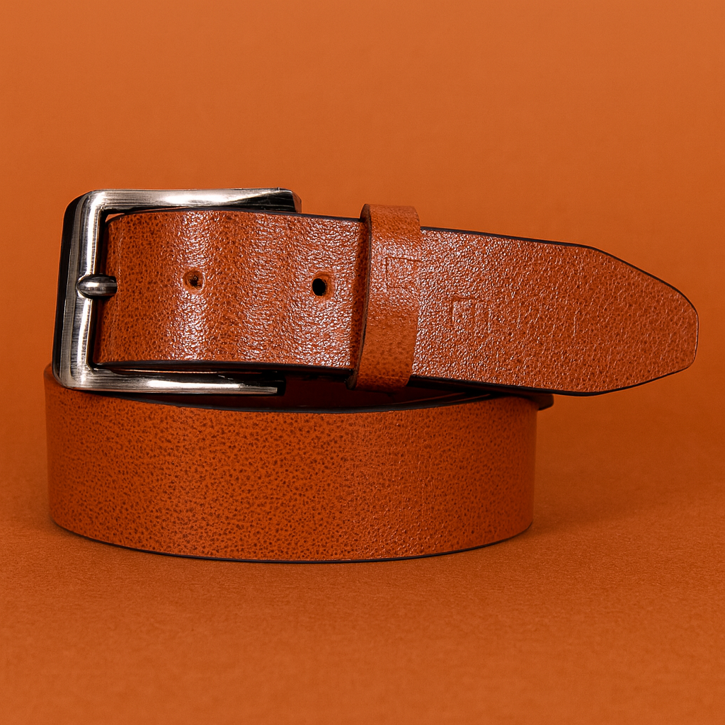 Bhokals Men Tan Texture Leather Belt