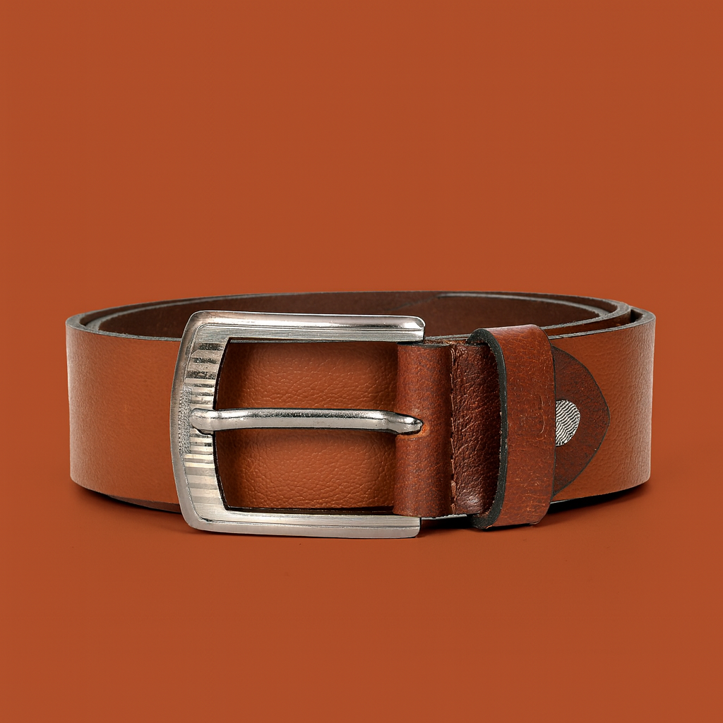 Bhokals Men Tan Grain Leather Belt